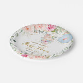 Elegante Blush Blumenstrauß Party Kinderdusche Pappteller (Schrägansicht)