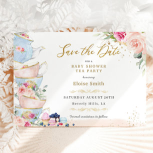 Elegante Blush Blumenstrauß Party Kinderdusche Save The Date