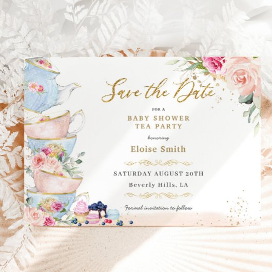 Elegante Blush Blumenstrauß Party Kinderdusche Save The Date