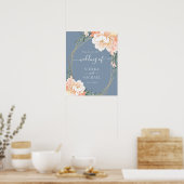 Elegante Blush Blush Gold Peach Floral Wedding Poster (Küche)