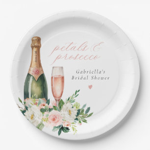 Elegante Blush Blüten & Prosecco Brautparty Pappteller