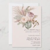 Elegante Blush Bohemisch Bouquet Wedding Einladung (Vorderseite)