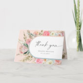 Elegante Blush Bohemisch Floral Danke Karte (Vorderseite)