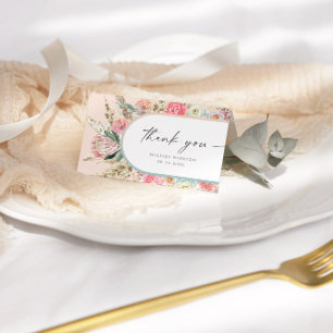 Elegante Blush Bohemisch Floral Danke Karte