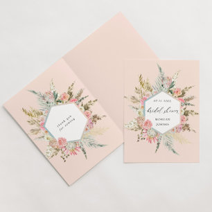 Elegante Blush Bohemische Blumenkarte Brautparty Karte