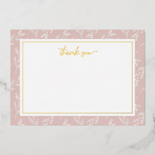 Elegante Blush Botanical Danke Foil Note Card Folien Feiertagskarte