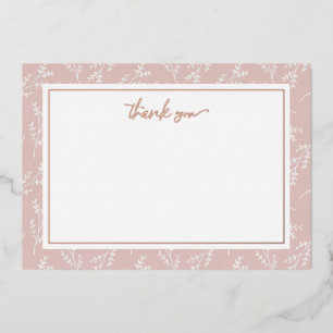 Elegante Blush Botanical Danke Foil Note Card Folien Feiertagskarte