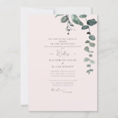 Elegante Blush Botanical Foliage Hochzeit Einladung (Vorderseite)