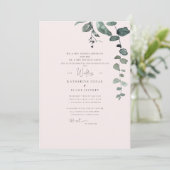 Elegante Blush Botanical Foliage Hochzeit Einladung (Stehend Vorderseite)
