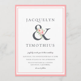 Elegante Blush Botanischer Ampersand Hochzeit Einladung