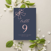 Elegante Blush Bow Chic Slate Blue Tischnummer