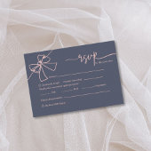 Elegante Blush Bow Slate Blue Wedding Response Car RSVP Karte