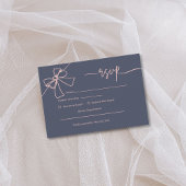 Elegante Blush Bow Slate Blue Wedding Response Car RSVP Karte