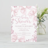Elegante Blush Bow Theme Girl Baby Shower Einladung (Stehend Vorderseite)
