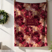Elegante Blush Burgundy Gold Aquarell Gemütliches  Fleecedecke