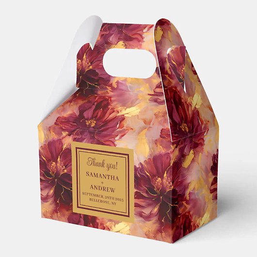 Elegante Blush Burgundy Gold Boho Gastgeschenk Hoc Geschenkschachtel