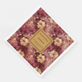 Elegante Blush Burgundy Gold Floral Wedding Napkin Serviette (Ecke)