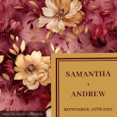 Elegante Blush Burgundy Gold Floral Wedding Napkin Serviette