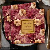Elegante Blush Burgundy Gold Floral Wedding Napkin Serviette