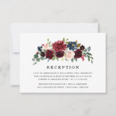 Elegante Blush Burgundy Navy Empfang Card Einladung (Vorderseite)
