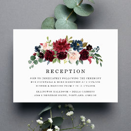 Elegante Blush Burgundy Navy Empfang Card Einladung