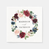 Elegante Blush Burgundy und blumenreiche Hochzeit  Serviette (Vorderseite)