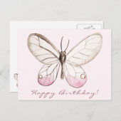 Elegante Blush Butterfly Geburtstagskarte Postkarte (Vorne/Hinten)