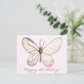 Elegante Blush Butterfly Geburtstagskarte Postkarte (Stehend Vorderseite)