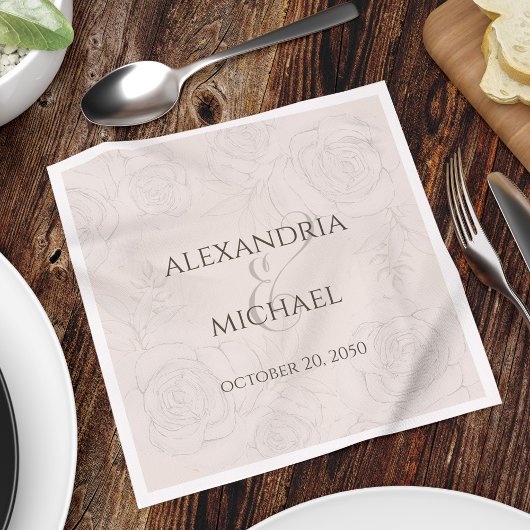 Elegante Blush Calligraphy Script Ampersand Serviette