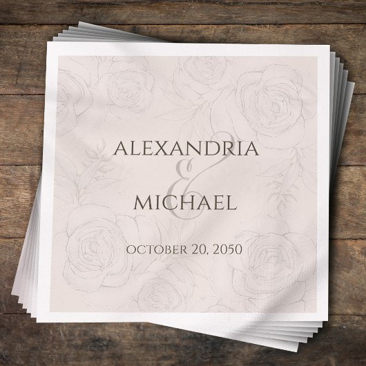 Elegante Blush Calligraphy Script Ampersand Serviette