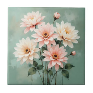 Elegante Blush-Chrysanthemen-Kunst Fliese