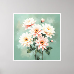Elegante Blush-Chrysanthemen-Kunst Leinwanddruck