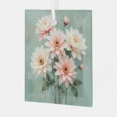 Elegante Blush-Chrysanthemen-Kunst Ornament Aus Glas (Vorderseite links)