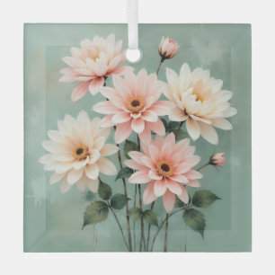 Elegante Blush-Chrysanthemen-Kunst Ornament Aus Glas