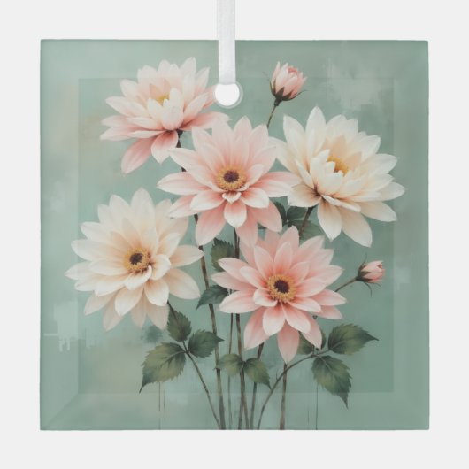 Elegante Blush-Chrysanthemen-Kunst Ornament Aus Glas (Vorderseite)