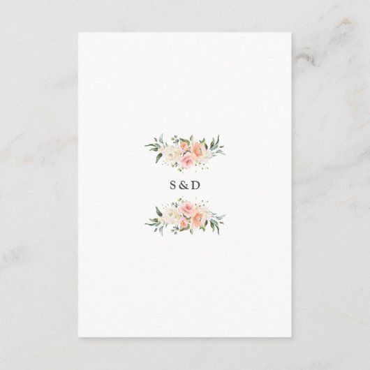 Elegante Blush Cream Blume Hochzeiten Details Begleitkarte (Rückseite)