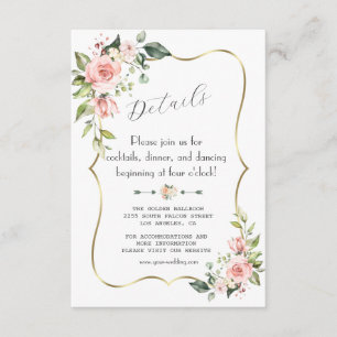 Elegante Blush Cream Blume Hochzeiten Details Begleitkarte