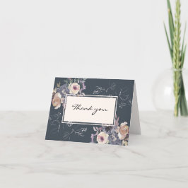Elegante Blush Cream Floral Navy Hintergrund Hochz Dankeskarte
