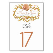 Elegante Blush Dahlien Golden Script Hochzeit Tischnummer (Vorderseite)