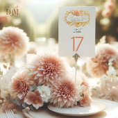 Elegante Blush Dahlien Golden Script Hochzeit Tischnummer