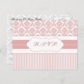 Elegante Blush Damask Stilvolle moderne Hochzeit Einladungspostkarte (Vorne/Hinten)