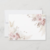 Elegante Blush Dusty Rose Bloral Wedding RSVP Card (Rückseite)