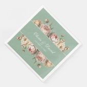 Elegante Blush Dusty Rose Peonies Pastel Sage Serviette (Ecke)