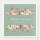 Elegante Blush Dusty Rose Peonies Pastel Sage Serviette (Vorderseite)