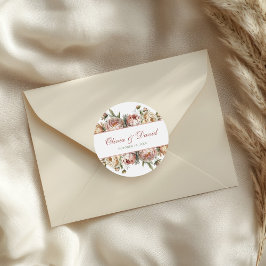 Elegante Blush Dusty Rose Peonies Runder Aufkleber