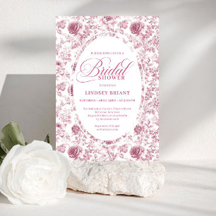 Elegante Blush Dusty Rose Toile-Brautjungfer-Party Einladung