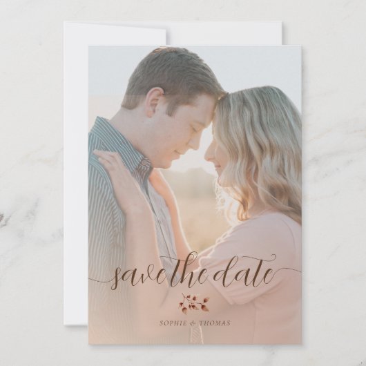 Elegante Blush Fall Bloral Wedding Save the Date Einladung (Vorderseite)