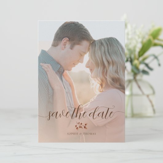 Elegante Blush Fall Bloral Wedding Save the Date Einladung (Stehend Vorderseite)