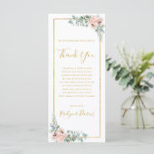 Elegante Blush Floral 4x9 Danke Empfang Card (Stehend Vorderseite)
