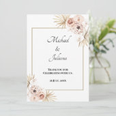 Elegante Blush Floral Danke Karte (Stehend Vorderseite)